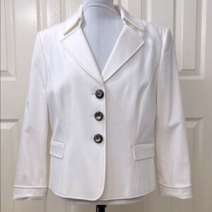 Tahari White Brown Jacket and Skirt Suit Sz 18